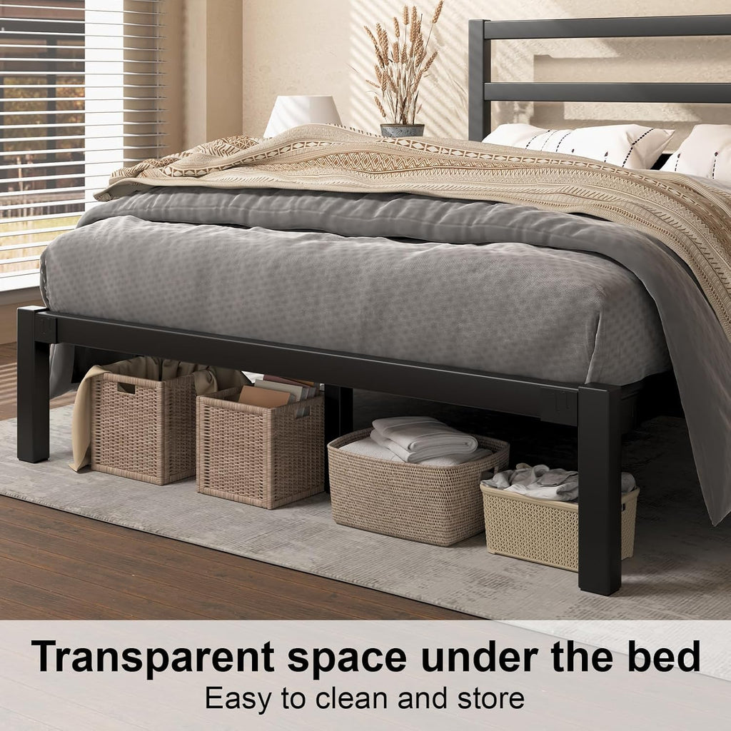 Queen Metal Platform Bed Frame with Headboard S3313
