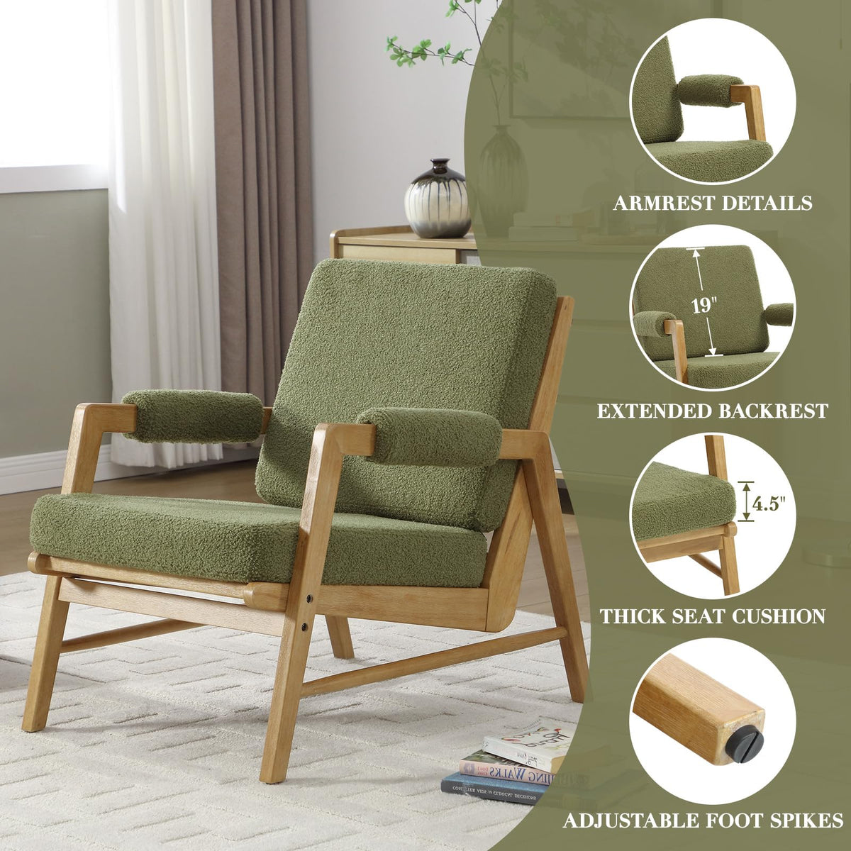 Boucle Upholstered Accent Chair Set of 2 E491