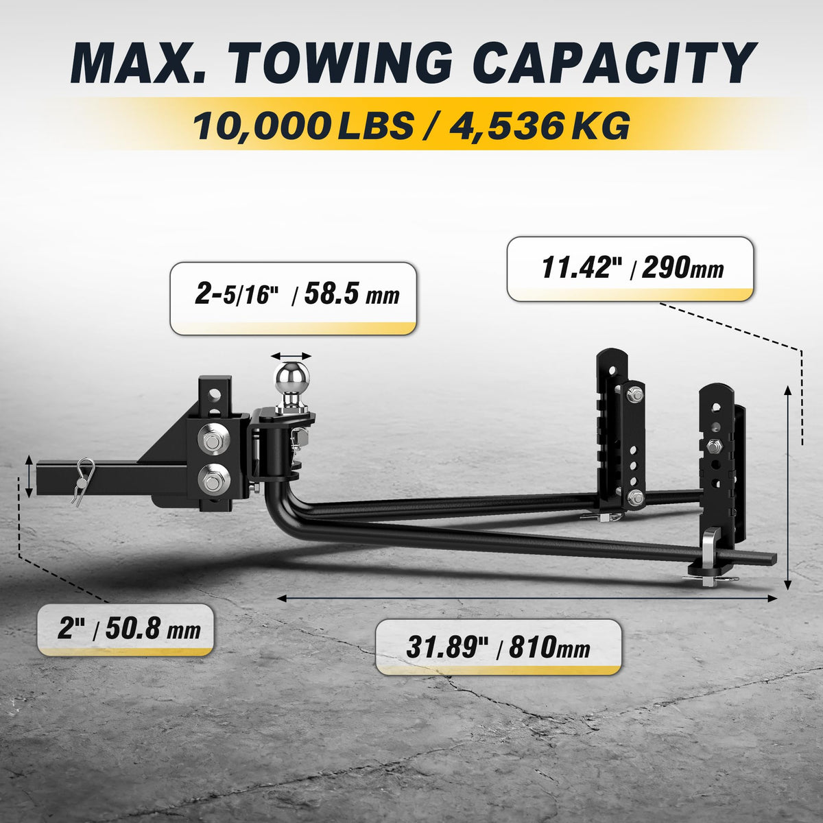 Weight Distribution Hitch with Sway Control, 10000 lbs Towing, 2-Inch Shank P161038