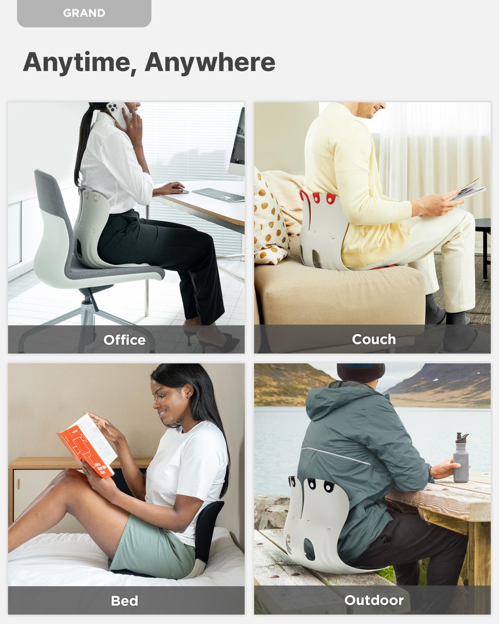 Extra Wide Ergonomic Seat Support Grey M685