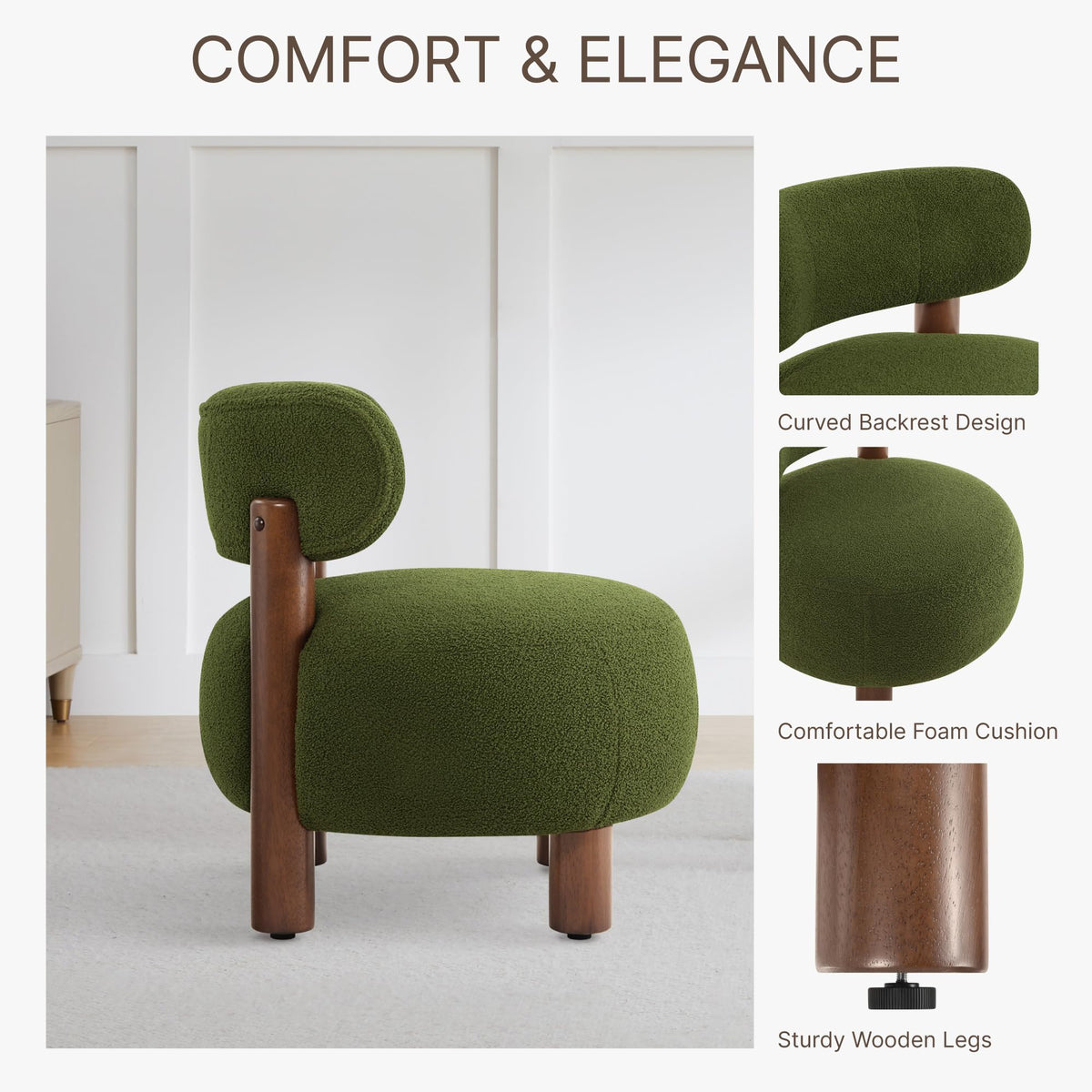Green Boucle Accent Chair Set of 2 A4026