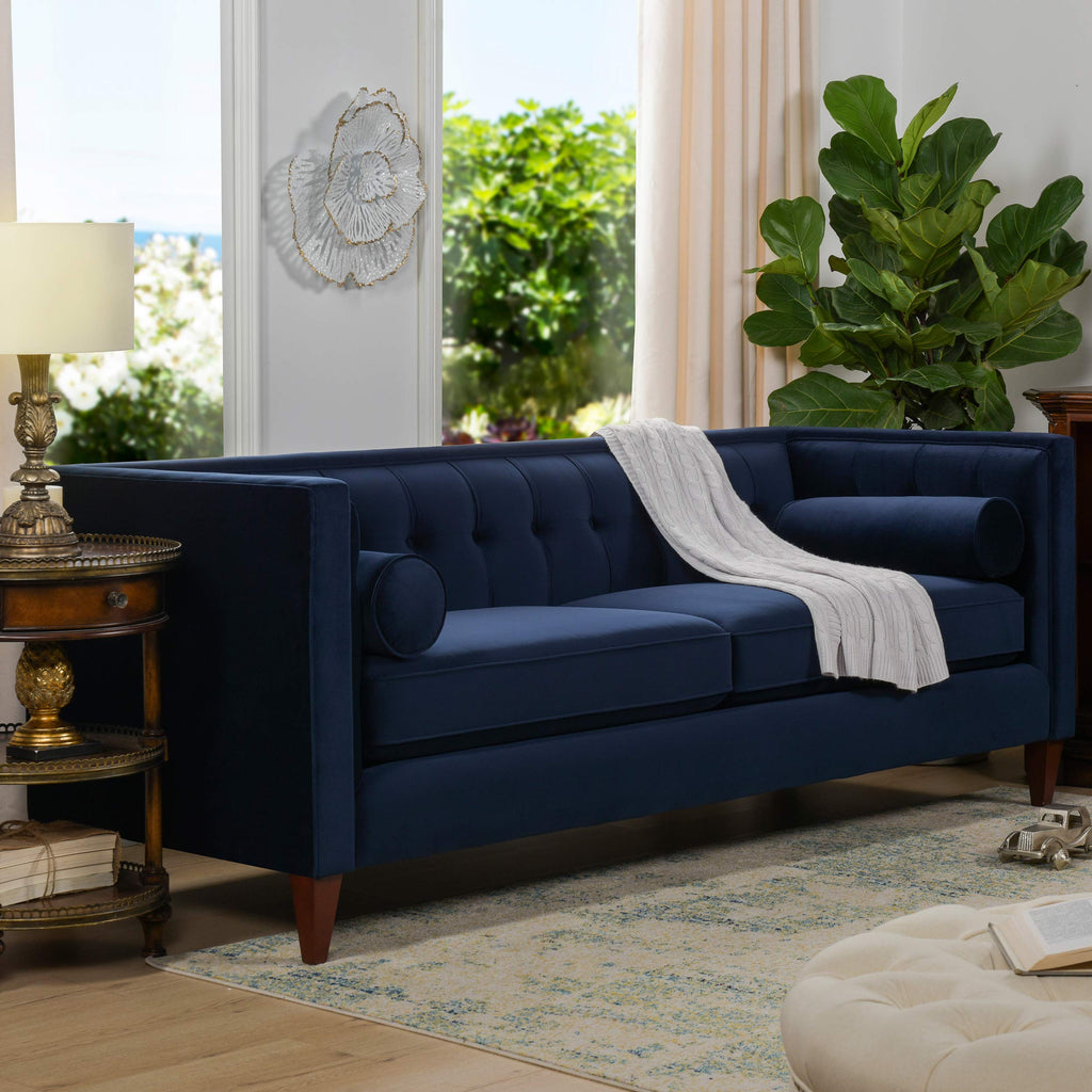 Dark Navy Blue Performance Velvet Tufted Sofa U126