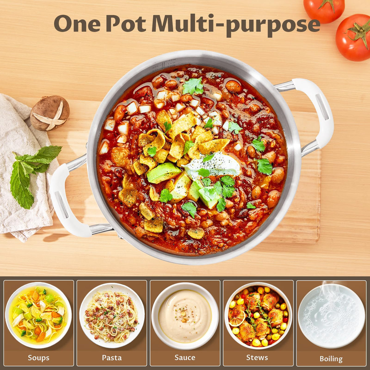 10QT 3-Ply Stainless Steel Stock Pot with Lid H864