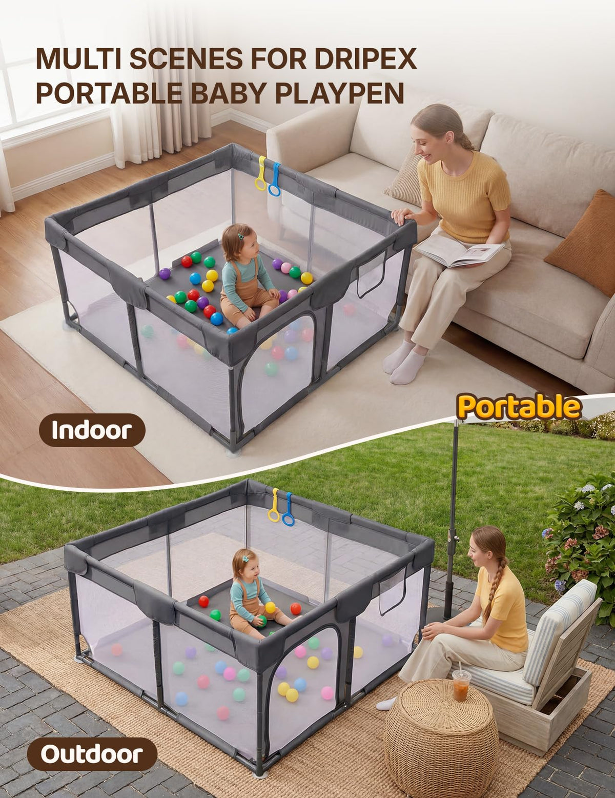 Dark Gray Baby Playpen A11139