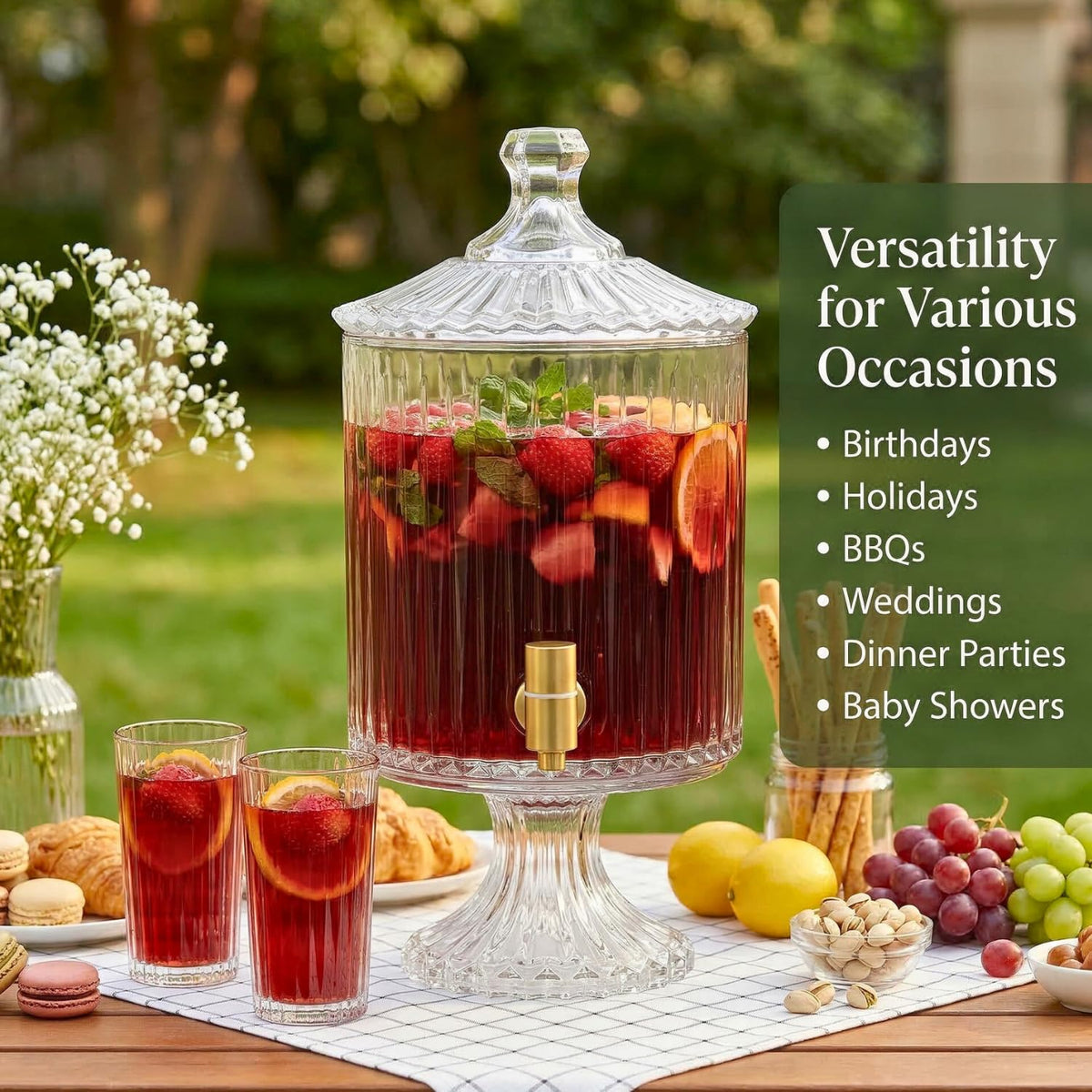 1.2 Gallon Clear Glass Drink Dispenser with Spigot X489