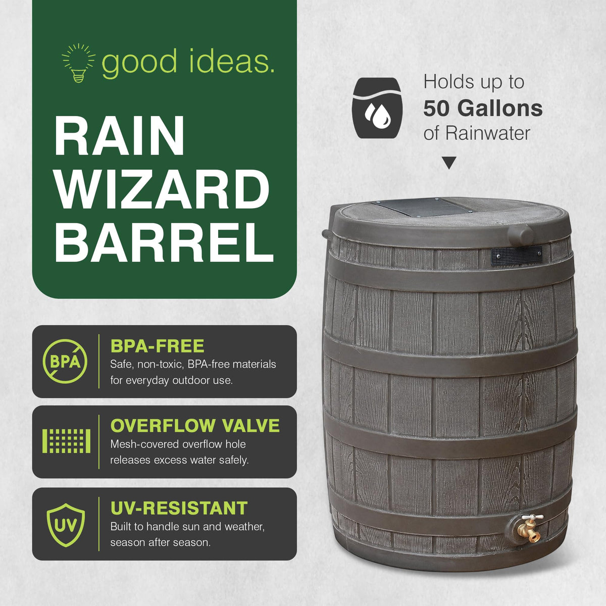 50 Gallon Oak Water Collection Barrel X3822