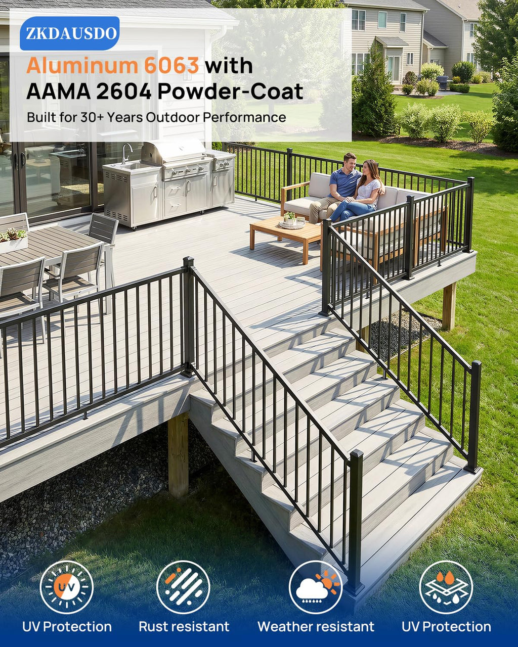 6 ft. W Aluminum Stair Railing Kit V86002
