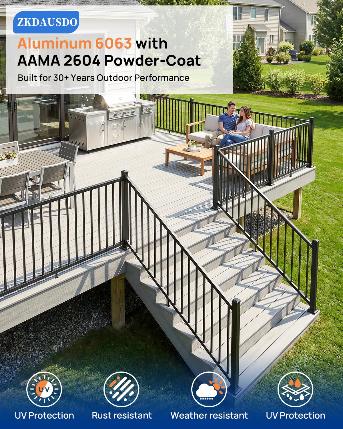 6 ft. W Aluminum Stair Railing Kit V86002