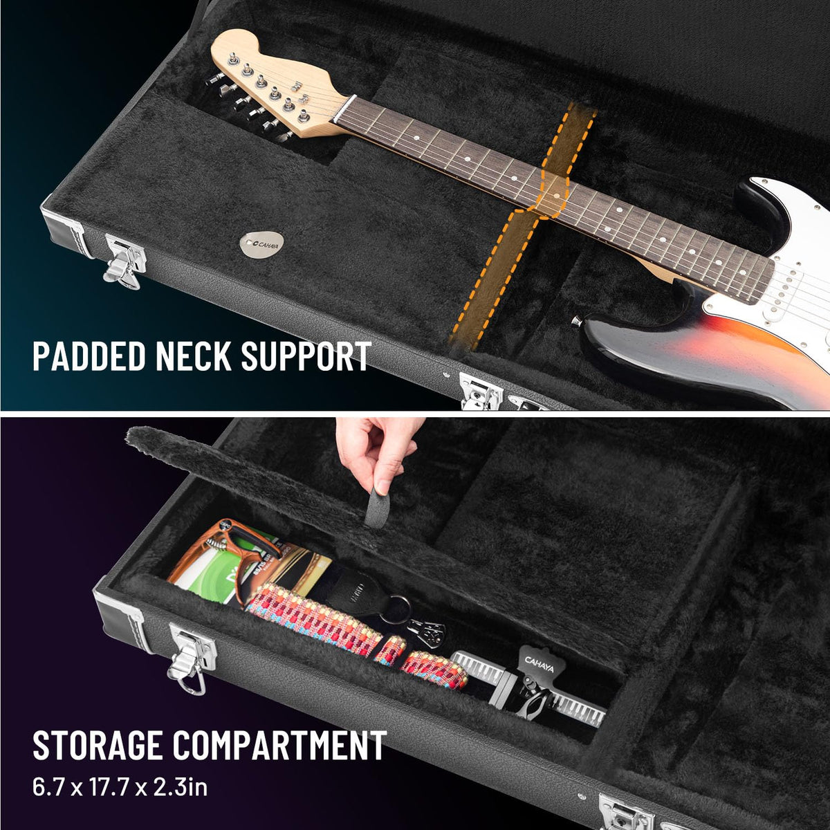 Black Hardshell Electric Guitar Case with 2 Keys Z791