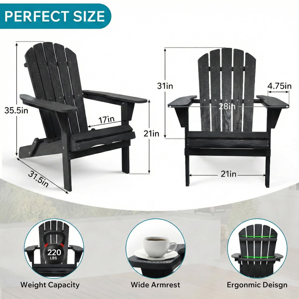 Folding Solid Cedar Wood Adirondack Chair N1411