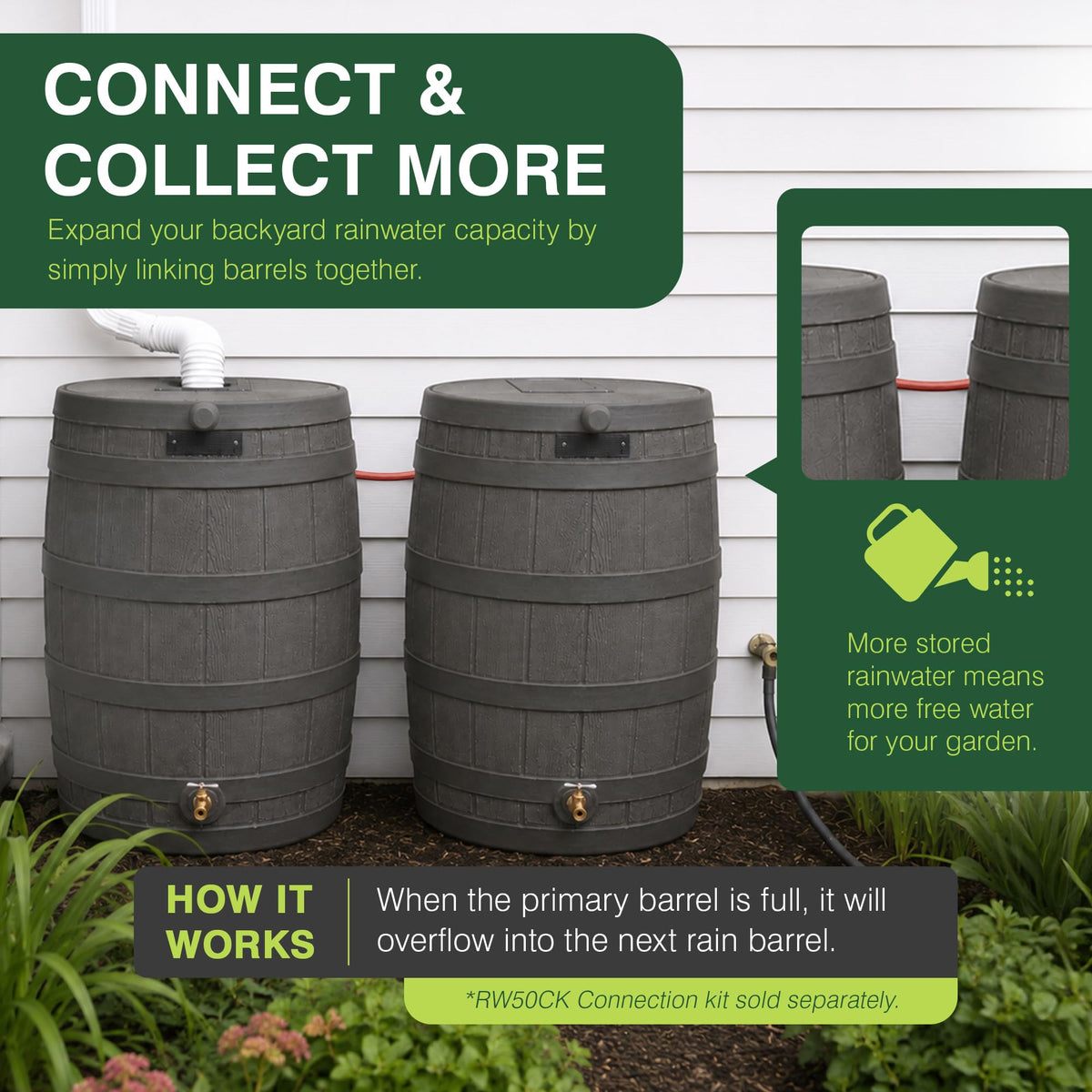 50 Gallon Oak Water Collection Barrel X3822