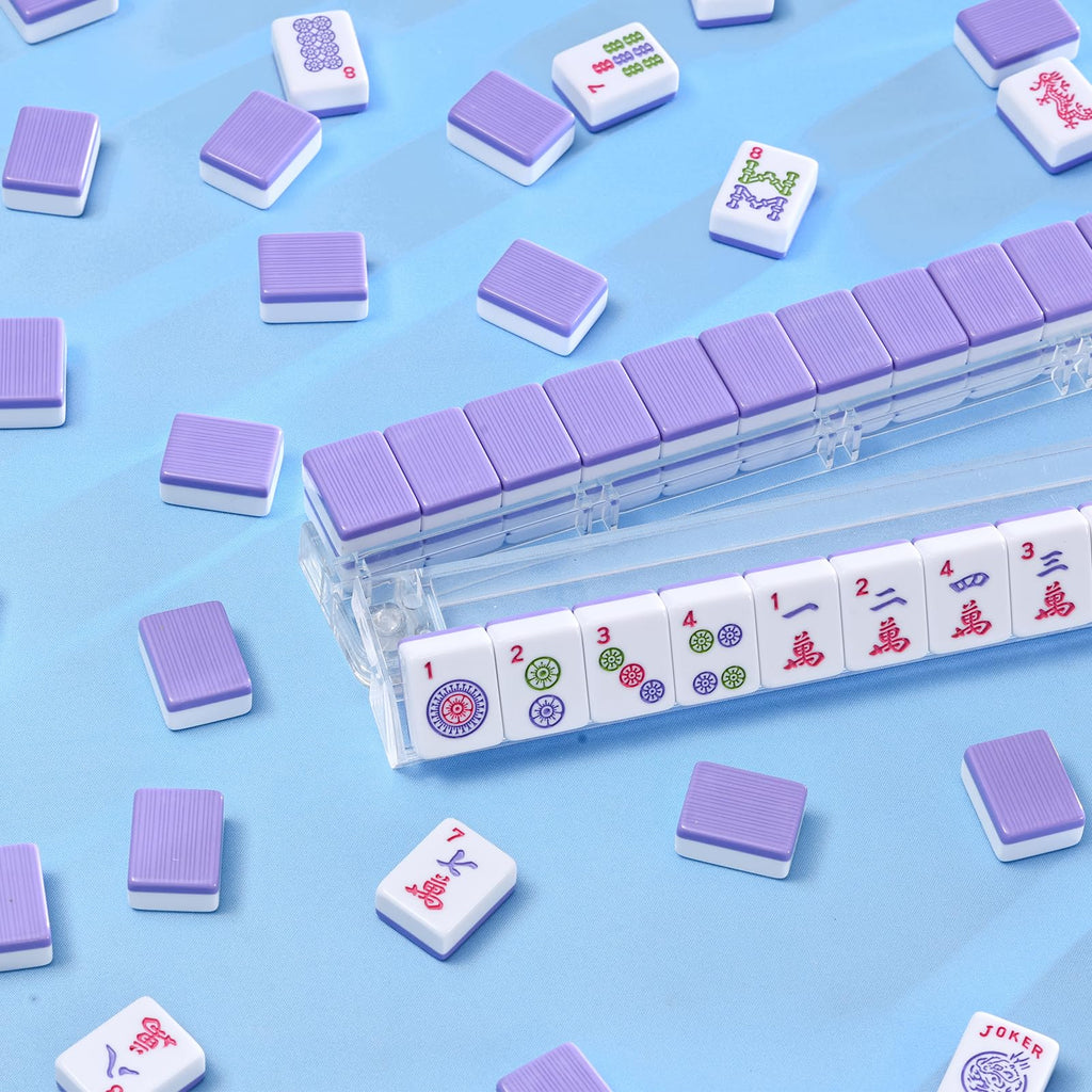 Purple 166 Tile Mahjong Set with Racks and Bag J513810