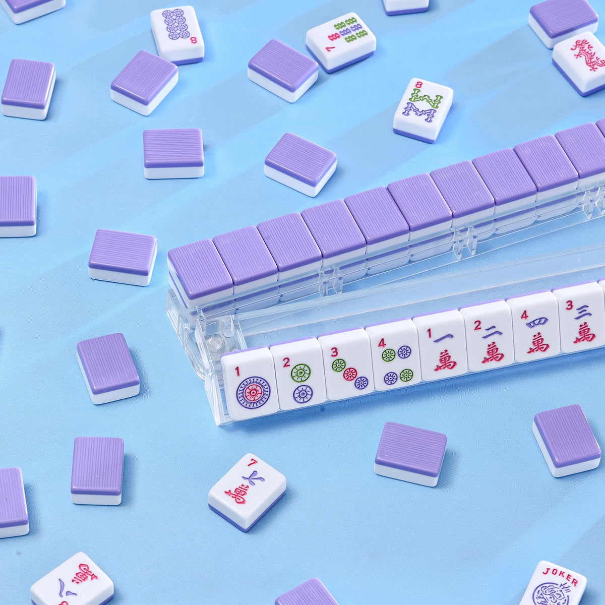 Purple 166 Tile Mahjong Set with Racks and Bag J513810