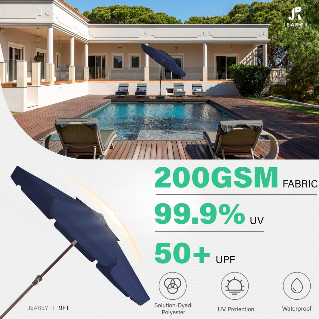 9ft 2-Tier Patio Umbrella, Crank Tilt, Navy Blue J943320