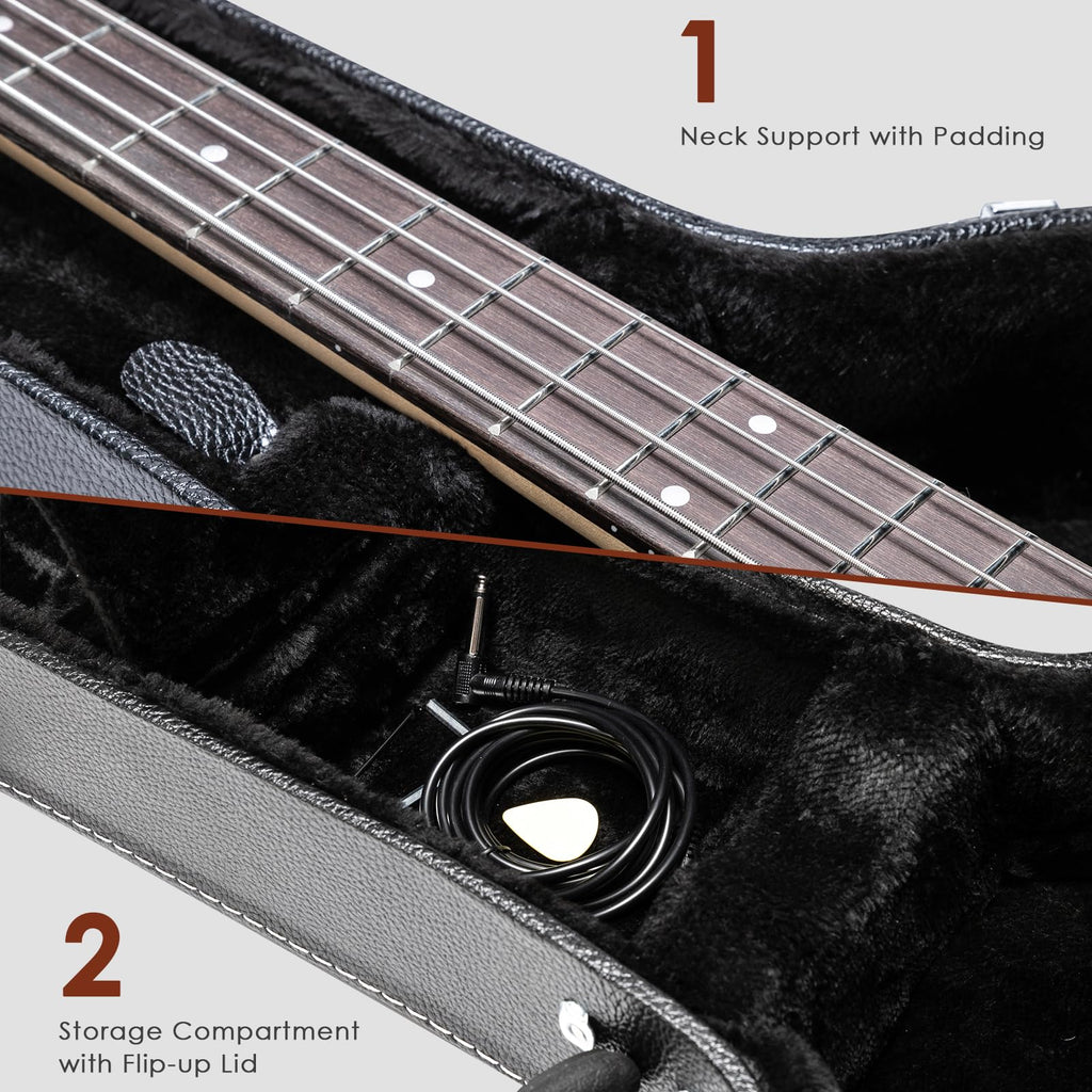42-Inch Hard Electric Guitar Case with Lock Latch, Black R158097