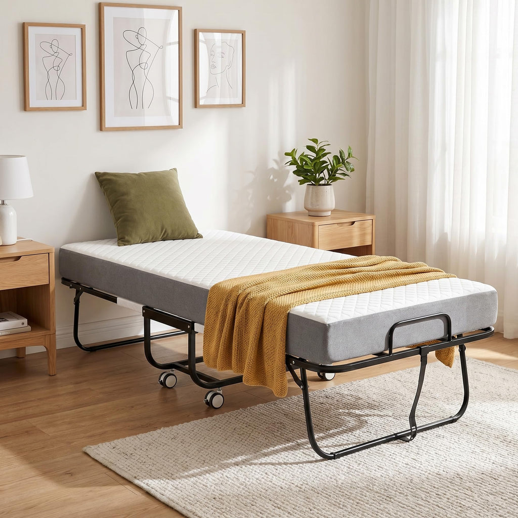 Folding Bed with Mattress Extra Wide Guest Bed M698619