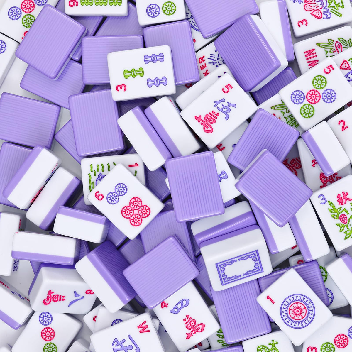 Purple 166 Tile Mahjong Set with Racks and Bag J513810