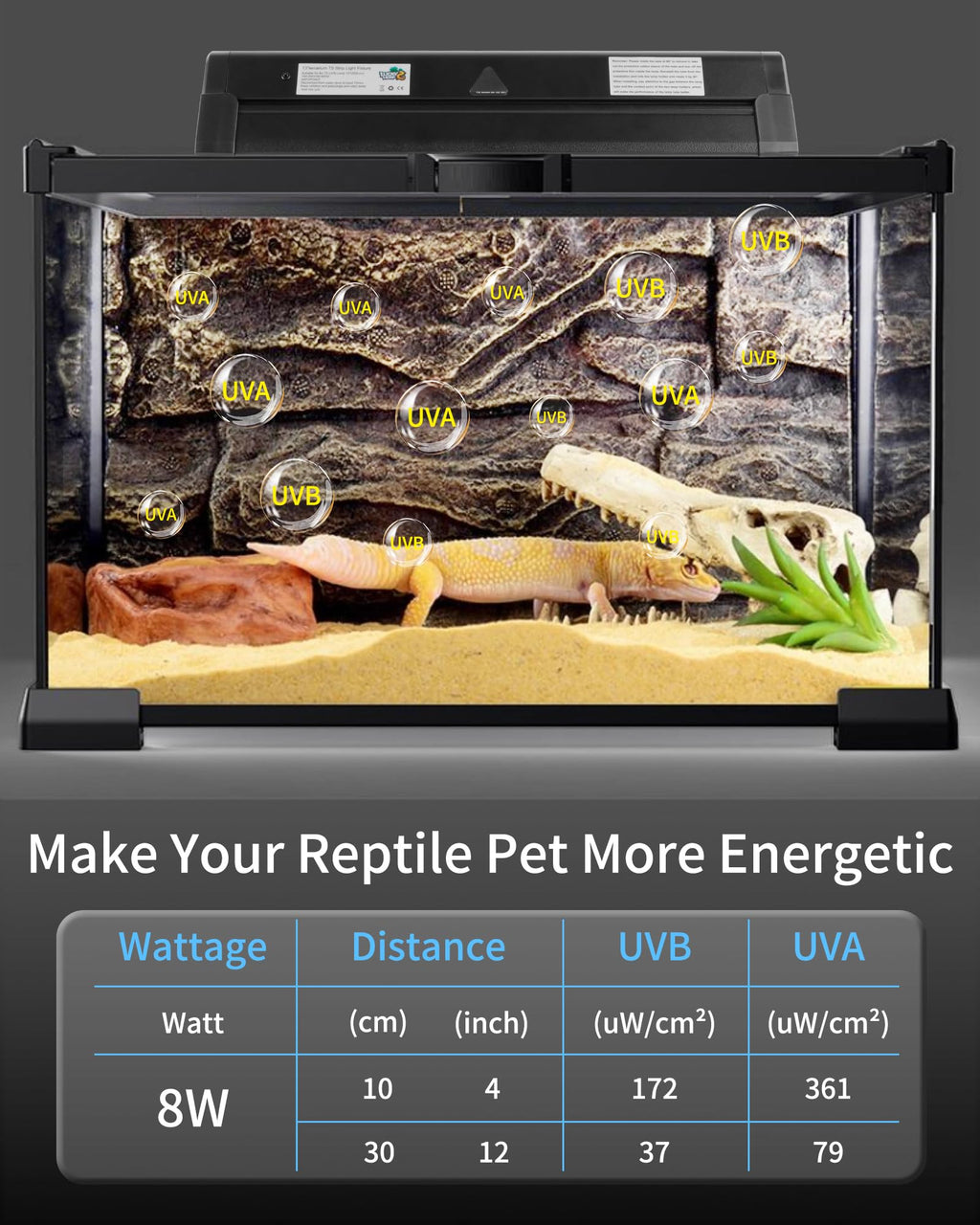 8W 10.0 UVB Reptile Light Fixture Combo Kit 12inch K137409