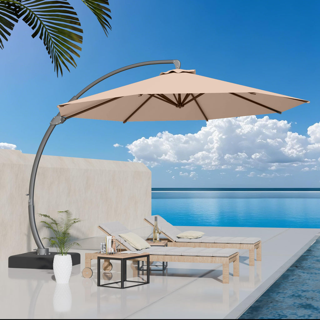 11ft Offset Cantilever Patio Umbrella with Base Y516467
