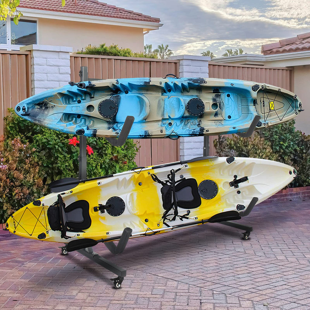 Freestanding Kayak Storage Rack with Lockable Wheels A470