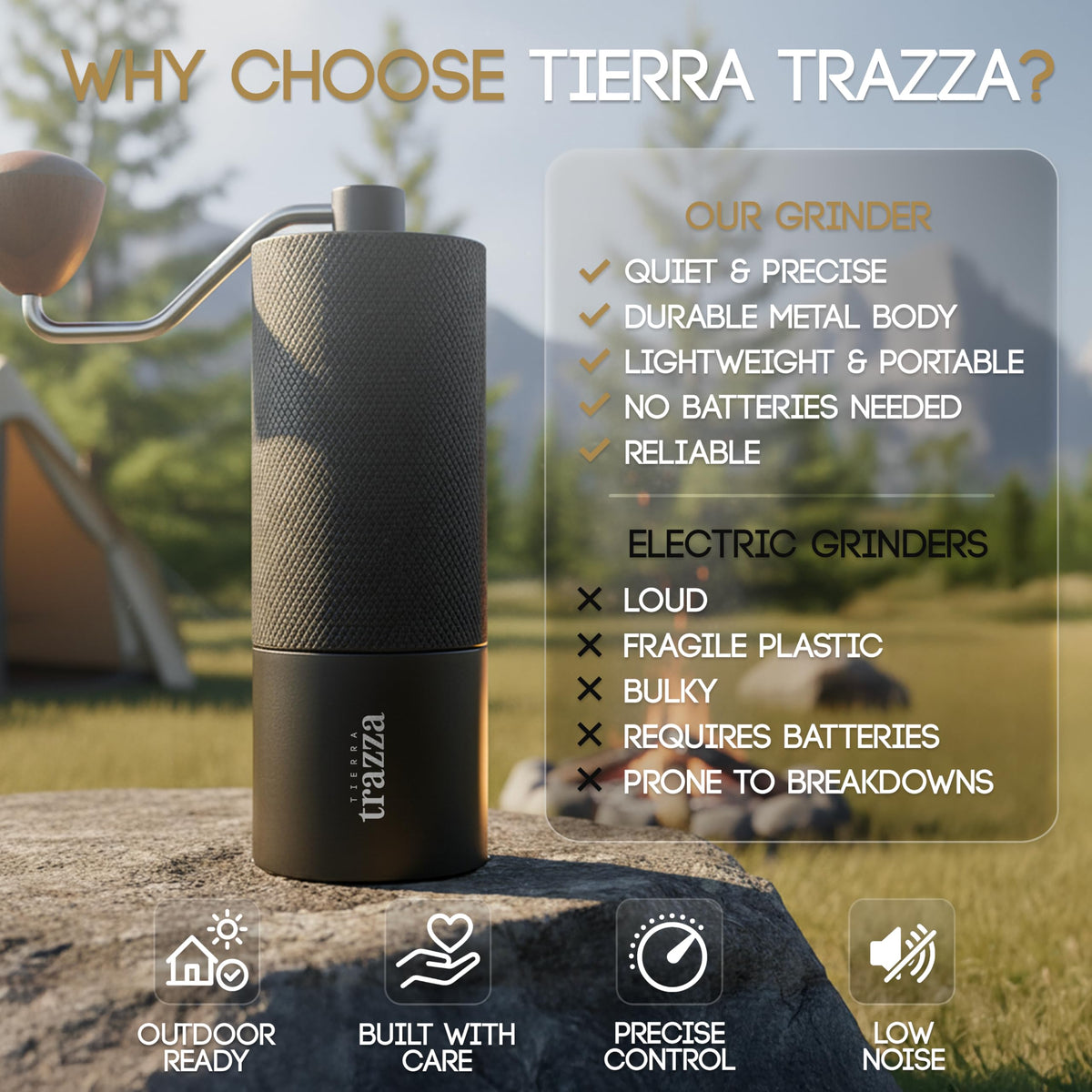 Conical Burr Manual Coffee Grinder with Stainless Steel Burrs P5352