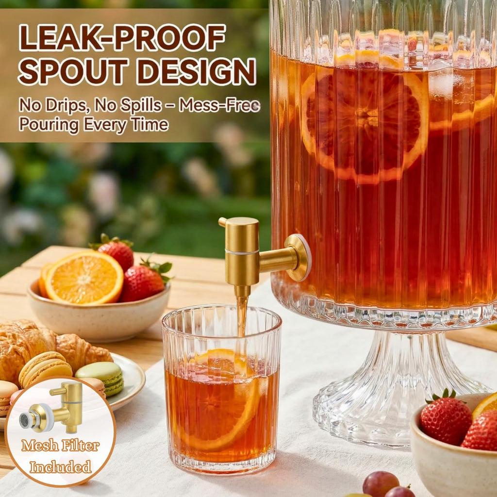1.2 Gallon Clear Glass Drink Dispenser with Spigot X489