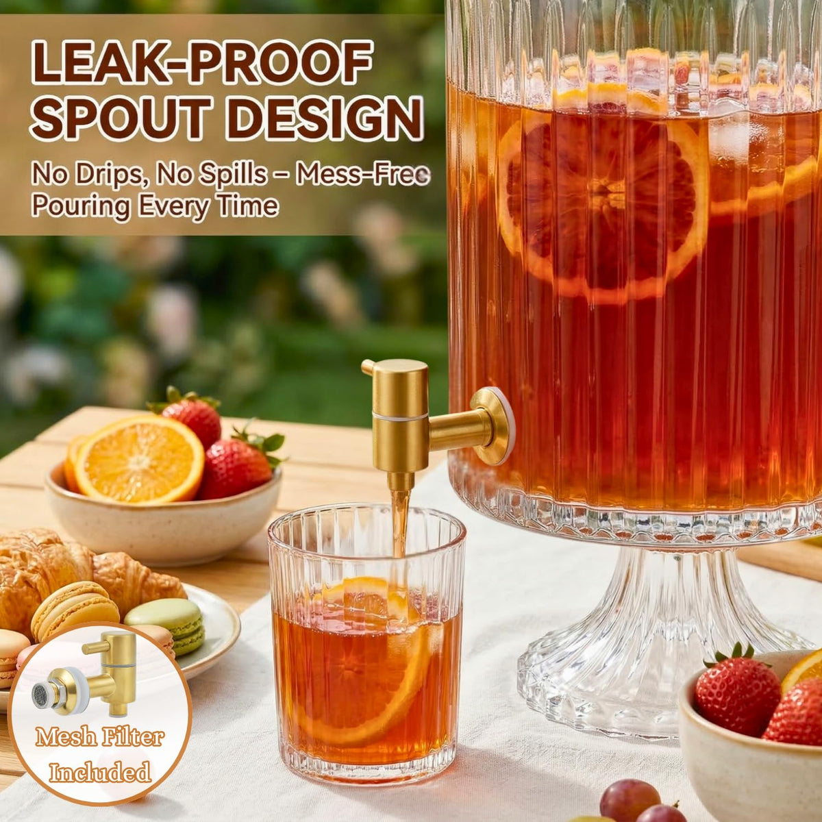 1.2 Gallon Clear Glass Drink Dispenser with Spigot X489