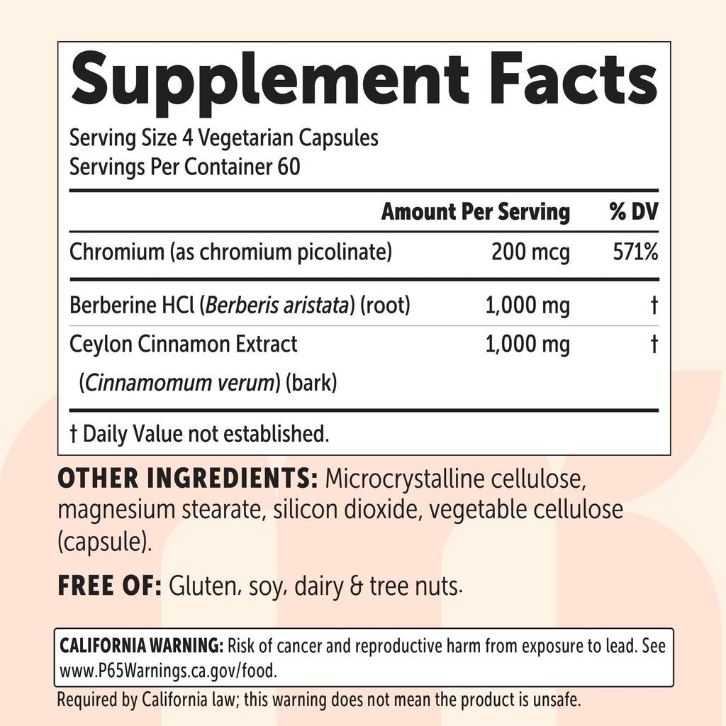 Berberine with Ceylon Cinnamon 2,000 mg 240 Vegetarian Capsules U582