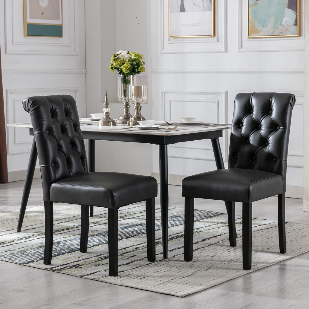 Black Set of 4 PU Leather Tufted Dining Chairs L904