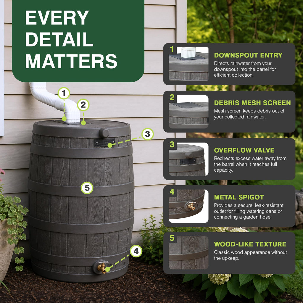 50 Gallon Oak Water Collection Barrel X3822