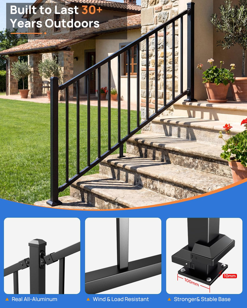 6 ft. W Aluminum Stair Railing Kit V86002