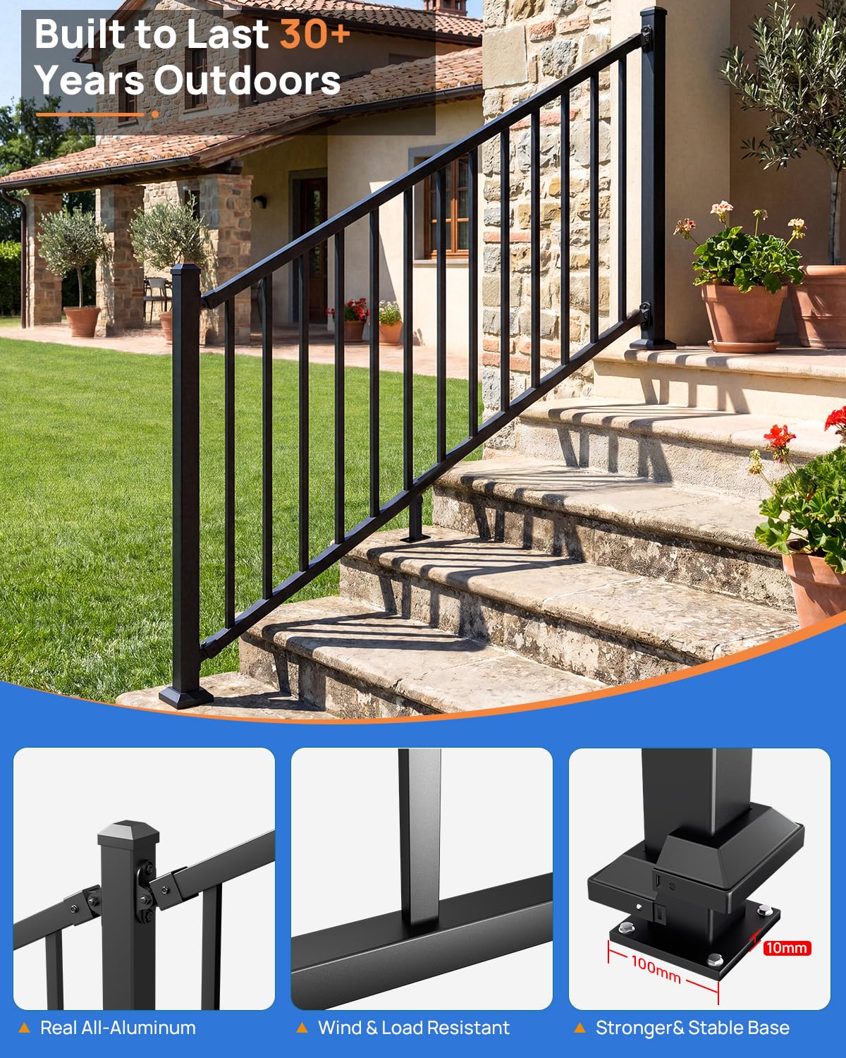 6 ft. W Aluminum Stair Railing Kit V86002