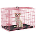 24" Pink Double Door Wire Dog Crate with Divider E86934
