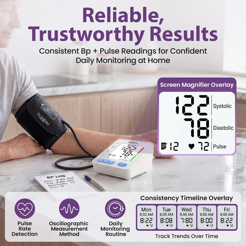 Talking Blood Pressure Monitor with Upper Arm Cuff, Backlit Display, Carry Bag B502