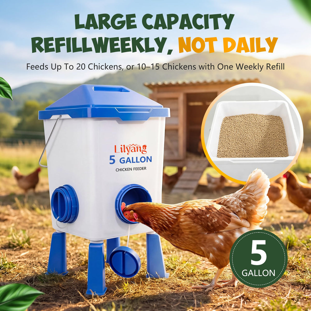 Chicken Feeder and Waterer Set 5 Gallon U8984