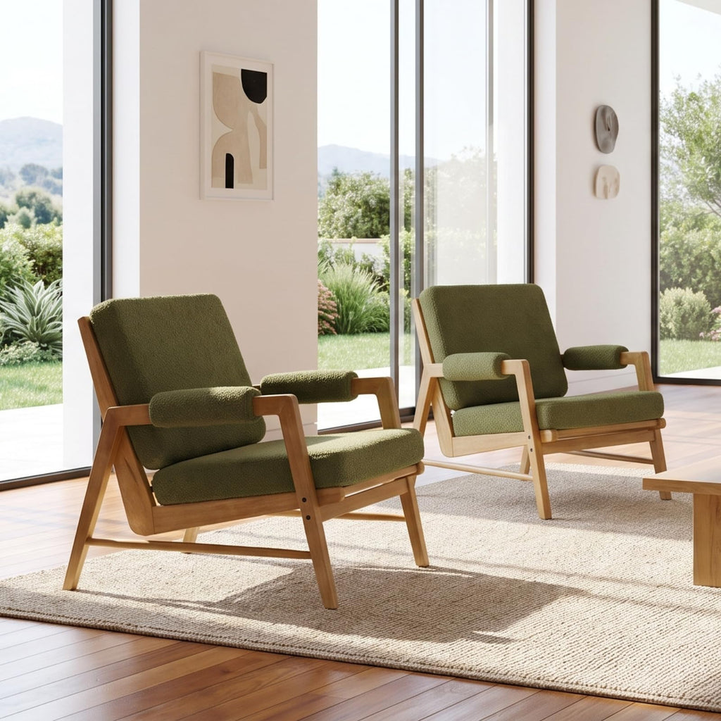 Boucle Upholstered Accent Chair Set of 2 E491