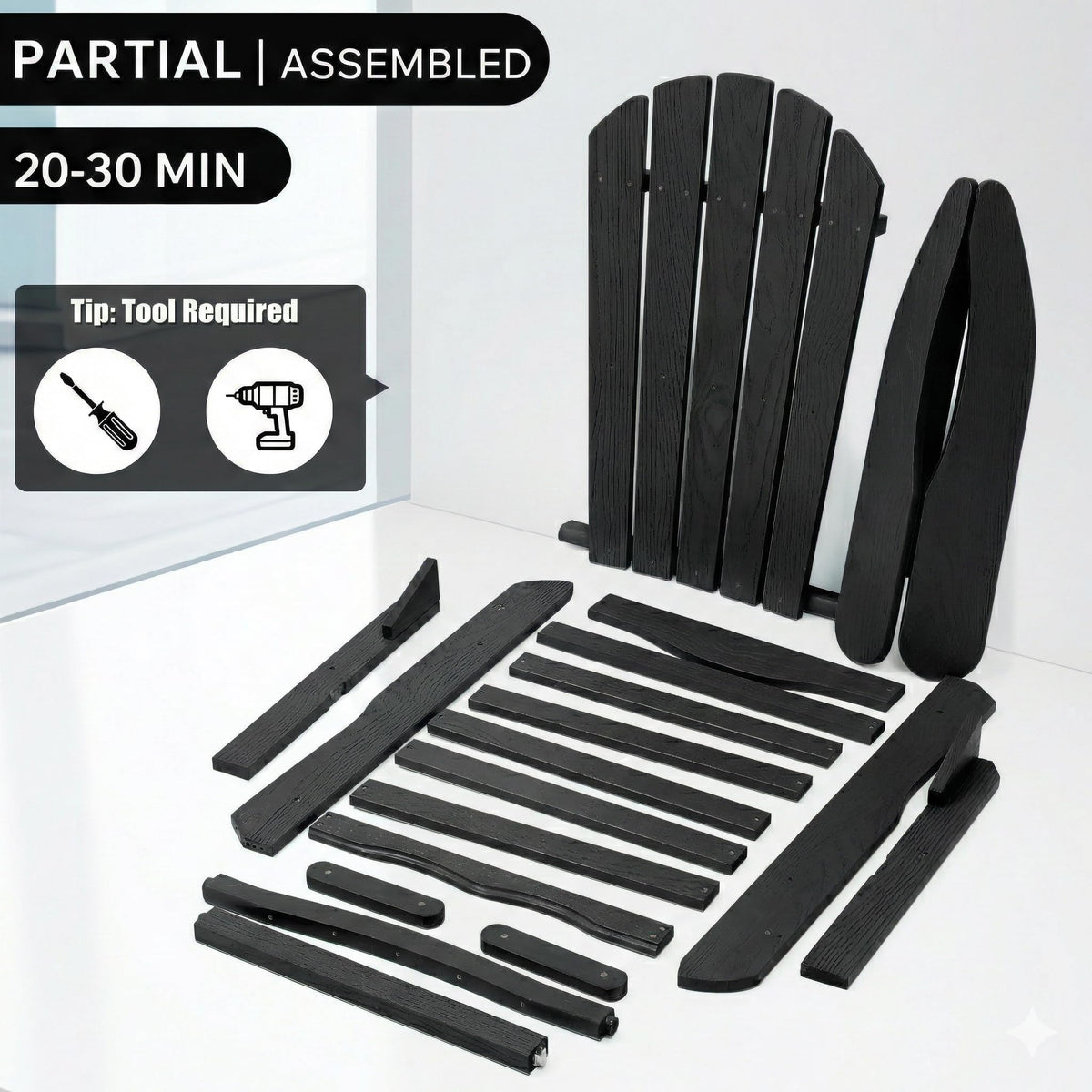 Folding Solid Cedar Wood Adirondack Chair N1411