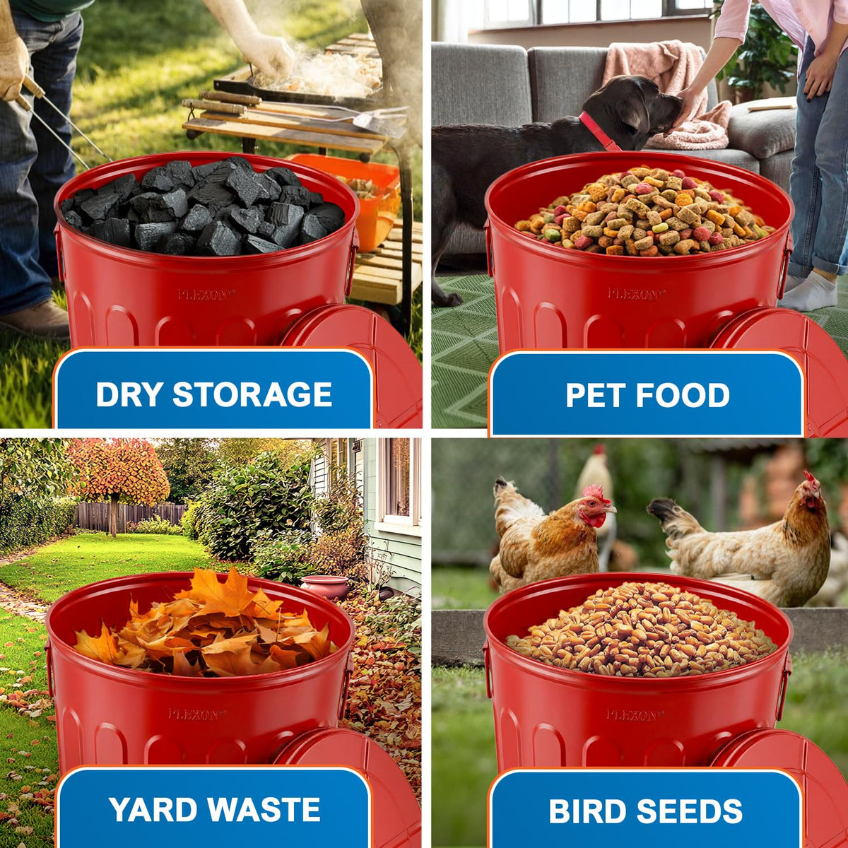 20 Gallon Red Metal Trash Can with Lid T732169
