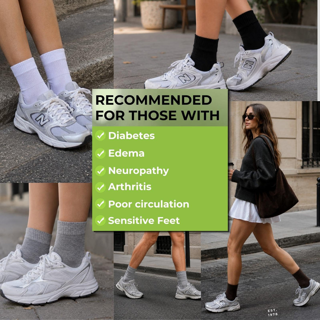 White Bamboo Diabetic Socks Size 6–9 I458