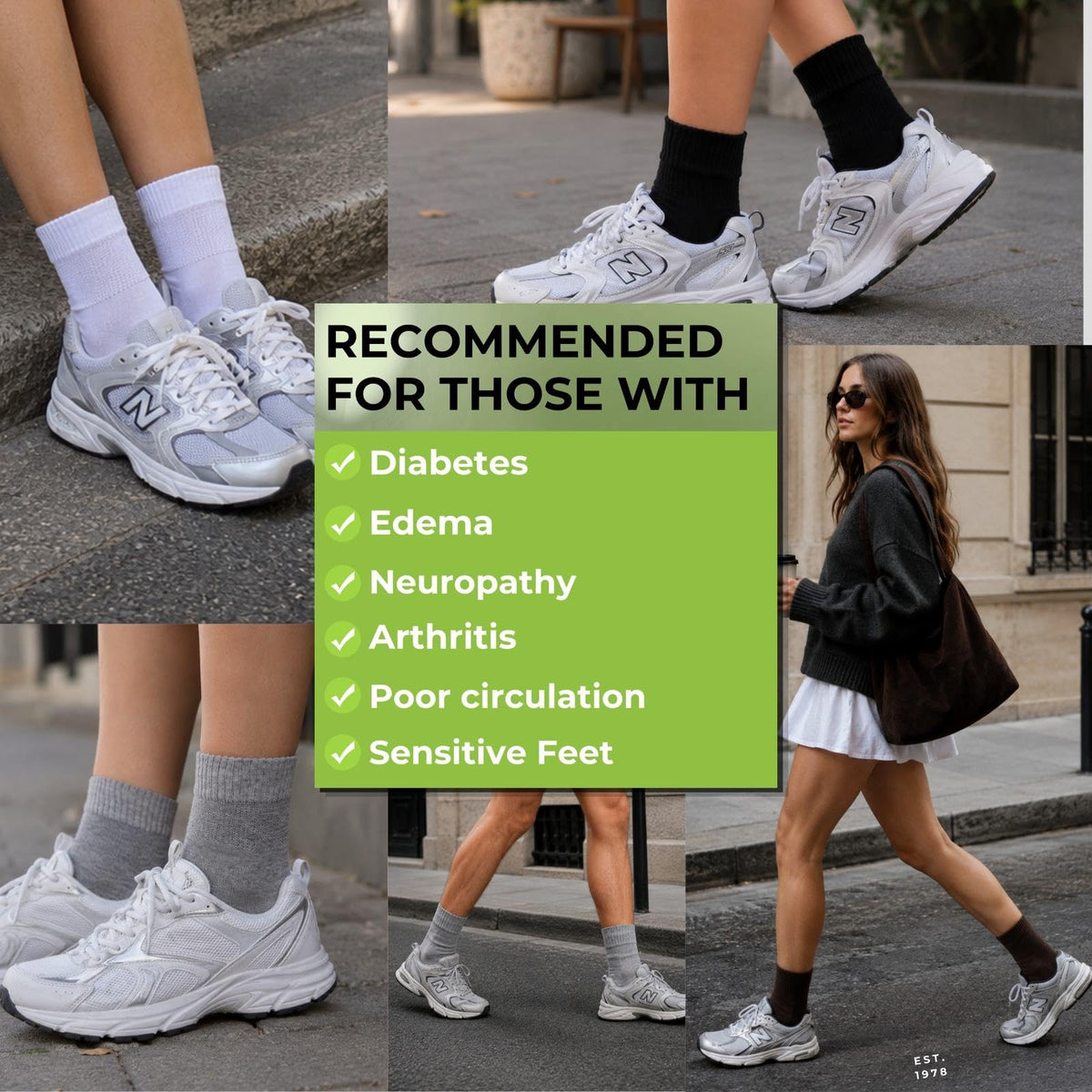 White Bamboo Diabetic Socks Size 6–9 I458