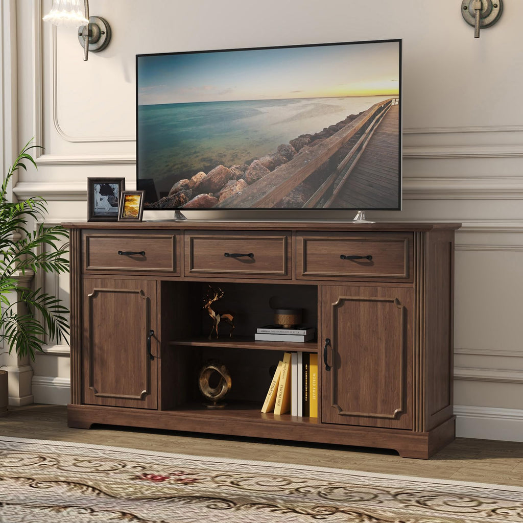 Mid Century Wood TV Stand with 3 Drawers R94045