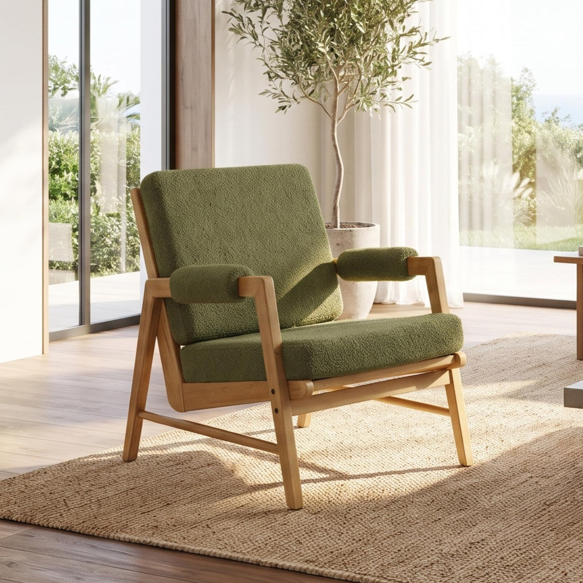 Boucle Upholstered Accent Chair Set of 2 E491
