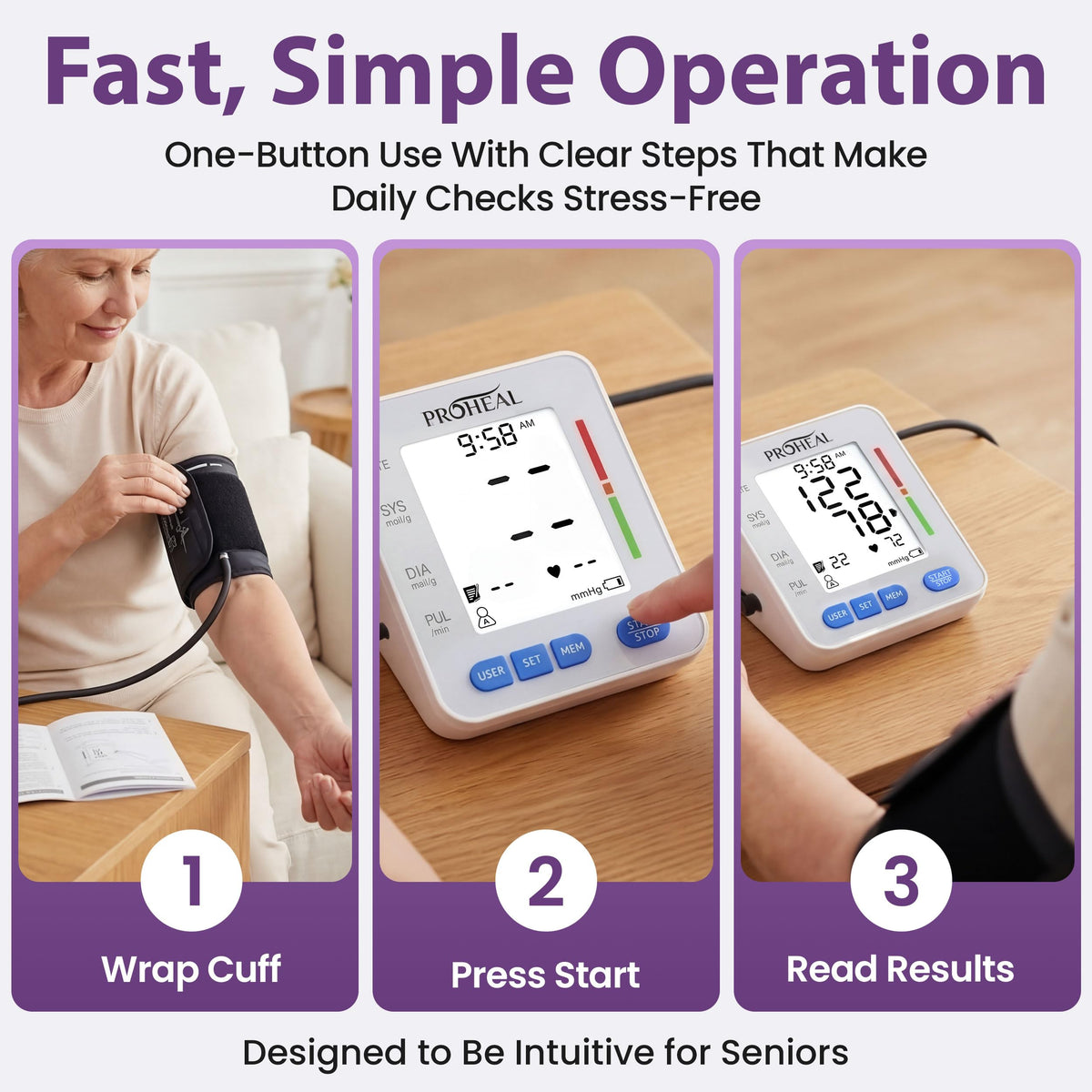 Talking Blood Pressure Monitor with Upper Arm Cuff, Backlit Display, Carry Bag B502