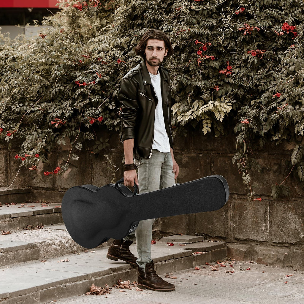 42-Inch Hard Electric Guitar Case with Lock Latch, Black R158097