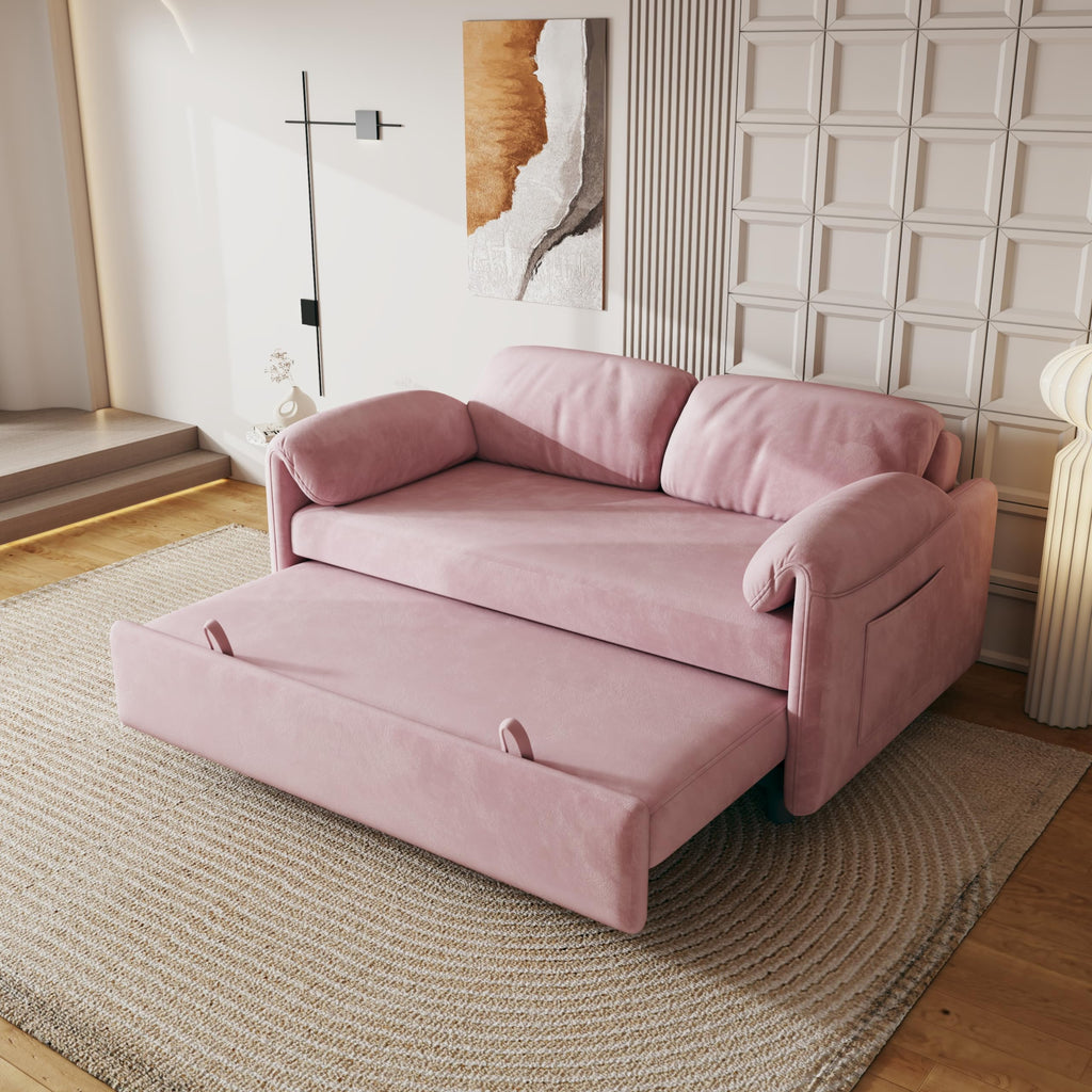 Pink Velvet 3 in 1 Convertible Sofa Bed T2205