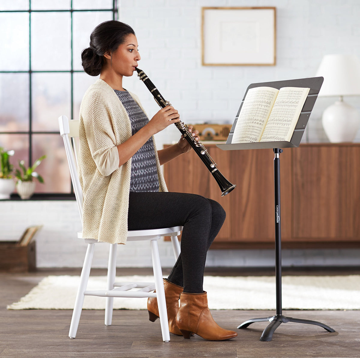 Portable Height Adjustable Black Metal Sheet Music Stand R358513