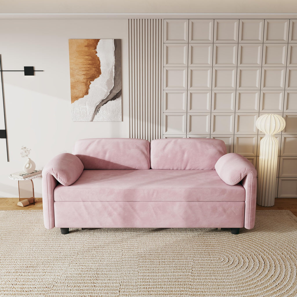 Pink Velvet 3 in 1 Convertible Sofa Bed T2205