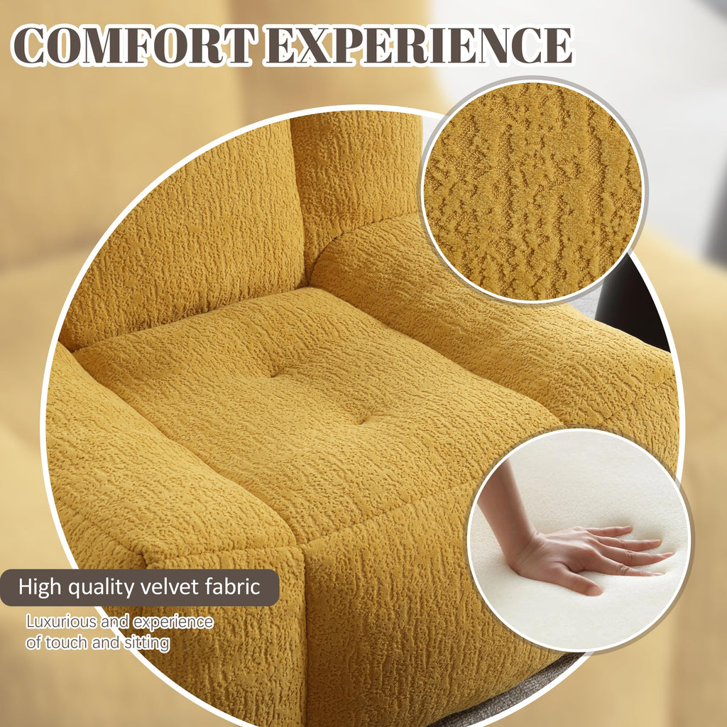 Yellow Memory Foam Bean Bag Chair with Ottoman L30628