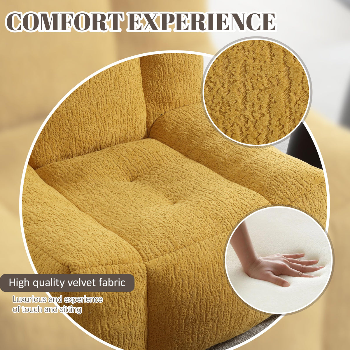 Yellow Memory Foam Bean Bag Chair with Ottoman L30628