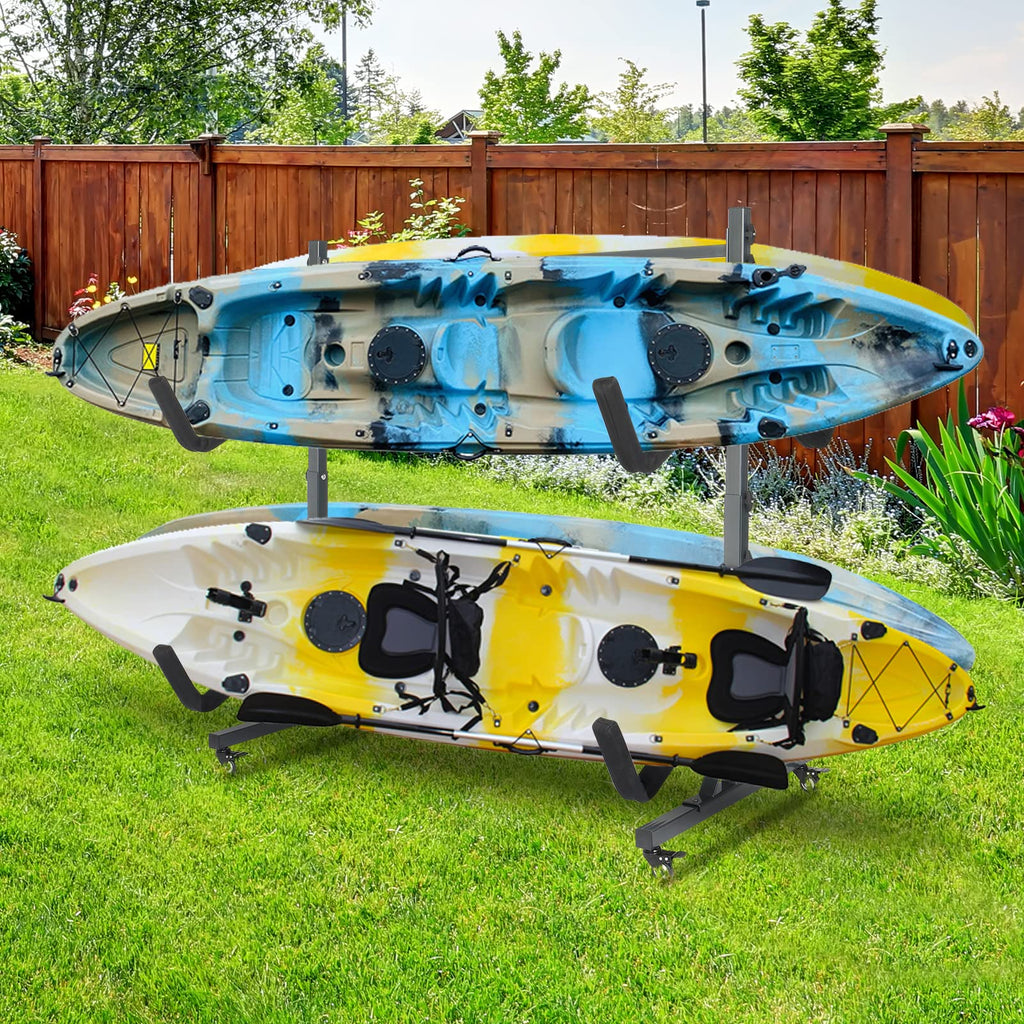 Freestanding Kayak Storage Rack with Lockable Wheels A470